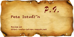 Pete István névjegykártya